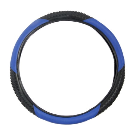 BDK Sporty Two Tone Ergonomic Grip Steering Wheel Cover - Massaging Gel Grip for Standard Size Wheels 14.5-15 inch Massaging Gel Grip Blue/Black